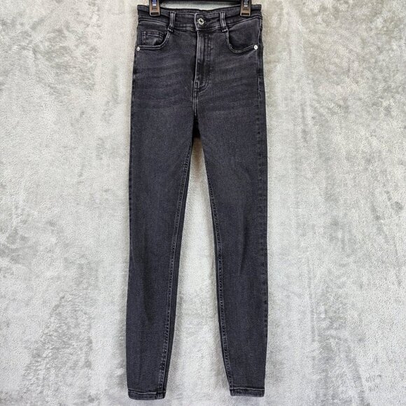 Zara Jeans Womens Size 2 Charcoal Gray Skinny High Rise Join Life Stretch Denim - Picture 1 of 10